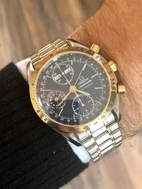 omega two tone mens watch|omega speedmaster two counter watch.